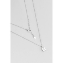 So CHIC Baget Rüyası 18 Ayar Beyaz Altın Kaplama 45 cm Gümüş Minimal Kolye