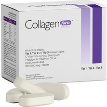 Collagen Forte Platinum Premium 3 Tip Kolajen, Hyalüronik Asit, Çinko, Selenyum & Vitamin C, 90 Tablet