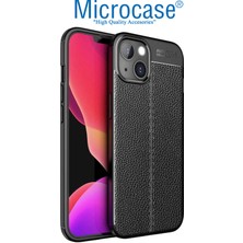 Microcase Iphone 15 Plus Leather Serisi Deri Efekt Silikon Kılıf - Siyah AL3337