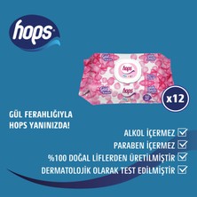 Hops Gül Kokulu Islak Mendil, Standart Boy, (90 X 12 ADET) - 1080 Yaprak