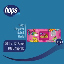 Hops Play Time Islak Bebek Havlu 90'lı, Standart Boy, (90 X 12 ADET) - 1080 Yaprak