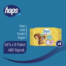 Hops Kids Islak Tuvalet Kağıdı 60'lı, Standart Boy, (60 x 8 Adet) - 480 Yaprak