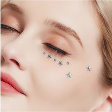 Heppii Renkli Yıldız Yüz ve Vücut Taşı Yapışkanlı Yıldızlı Makyaj Taşı Makeup Stickers Renkli Tırnak Taşı