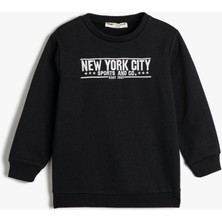 Koton Sweatshirt Uzun Kollu Bisiklet Yaka Şehir Baskılı Şardonlu