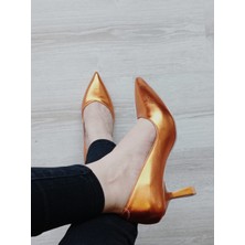 Akın Özmen Kadın Turuncu Metalik Orta Topuklu (7cm) Stiletto