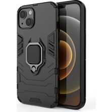 Microcase Iphone 15 Plus Batman Serisi Yüzük Standlı Armor Kılıf - Siyah AL3349