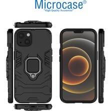 Microcase Iphone 15 Plus Batman Serisi Yüzük Standlı Armor Kılıf - Siyah AL3349