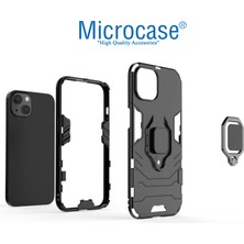 Microcase Iphone 15 Plus Batman Serisi Yüzük Standlı Armor Kılıf - Siyah AL3349