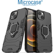 Microcase Iphone 15 Plus Batman Serisi Yüzük Standlı Armor Kılıf - Siyah AL3349