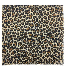 Naz İpek Leopar Desen Flamlı Pamuklu Yazma Eşarp 100X100CM