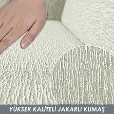 Faiend Jakarlı Düz Desen Esnek Kanepe kılıfı Tamıkı Koltuk Örtüsü 3+2+1+1 Yıkanabilir koltuk Kılıfı Kanepe Çekyat örtüsü Takımı Taş krem