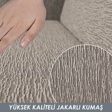 Faiend Jakarlı Düz Desen Esnek Kanepe kılıfı Tamıkı Koltuk Örtüsü 3+3+1+1 Yıkanabilir koltuk Kılıfı Kanepe Çekyat örtüsü Takımı Kahverengi