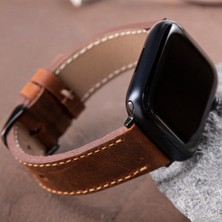 Vagave Apple Watch 42MM 44MM 45MM 49MM 3 / 4 / 5 / 6 / Se / 7 / 8 / 9 Ultra Ultra 2 Deri Kordon Hakiki Crazy Deri Kayış