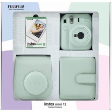 Fujifilm Instax Mini 12 Yeşil Fotoğraf Makinesi 10'lu Film Kare Albüm ve Deri Kılıf Bundle Box