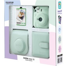 Fujifilm Instax Mini 12 Yeşil Fotoğraf Makinesi 10'lu Film Kare Albüm ve Deri Kılıf Bundle Box