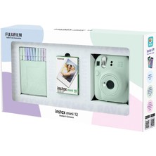 Fujifilm Instax Mini 12 Yeşil Fotoğraf Makinesi 10'lu Film ve Mandal Bundle Box