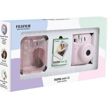 Fujifilm Instax Mini 12 Pembe Fotoğraf Makinesi 10'lu Film ve Pleksi Kılıf Bundle Box