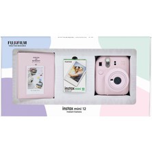 Fujifilm Instax Mini 12 Pembe Fotoğraf Makinesi 10'lu Film ve Pvc Albüm Bundle Box