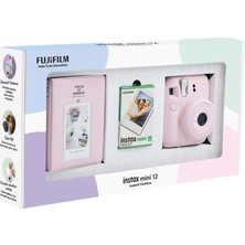 Fujifilm Instax Mini 12 Pembe Fotoğraf Makinesi 10'lu Film ve Pvc Albüm Bundle Box