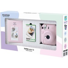 Fujifilm Instax Mini 12 Pembe Fotoğraf Makinesi 10'lu Film ve Pvc Albüm Bundle Box