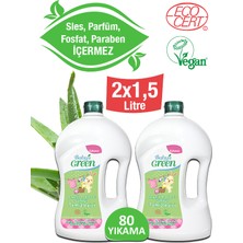 Baby's Green Organik Aloe Veralı Kokusuz Bebek Çamaşır Deterjanı 1,5 lt x 2 (80 Yıkama)