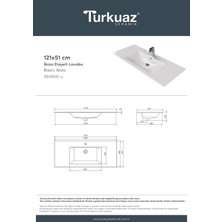 Turkuaz Seramik Ibiza 121 cm Tek Hazneli Etajerli Lavabo