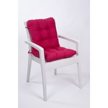 Neva Fuşya Pofidik Arkalıklı Sandalye Minderi Özel Dikişli Bağcıklı 44x88 Cm