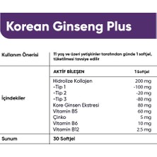 Collagen Forte Platinum Kırmızı Kore Ginseng Plus, Hidrolize Kolajen, Vitamin B5-B6-B12 & Çinko, 1000mg Softjel Kapsül