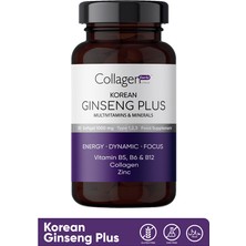 Collagen Forte Platinum Kırmızı Kore Ginseng Plus, Hidrolize Kolajen, Vitamin B5-B6-B12 & Çinko, 1000mg Softjel Kapsül