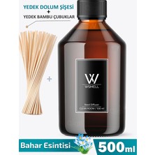 Wsmell Bahar Esintisi Clean Room 500  ml Oda Kokusu Yedek Dolum Şişesi Ekonomik Koku Giderici 25 Adet Çubuk