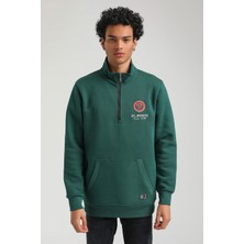 New World Polo Half-Zip Yeşil Slim Fit Half-Zip Sweatshırt 23FWM64064