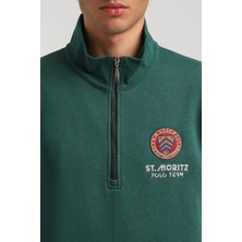 New World Polo Half-Zip Yeşil Slim Fit Half-Zip Sweatshırt 23FWM64064