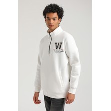 New World Polo Half-Zip Ekru Slim Fit Half-Zip Sweatshırt 23FWM64065