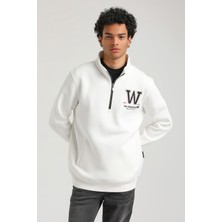 New World Polo Half-Zip Ekru Slim Fit Half-Zip Sweatshırt 23FWM64065