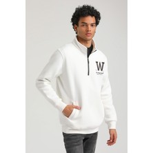 New World Polo Half-Zip Ekru Slim Fit Half-Zip Sweatshırt 23FWM64065