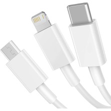 3in1 To Usb Micro Lightning Type-C 18W Şarj Cihazı İphone Samsung Xiaomi Huawei Uyumlu Şarz Aleti