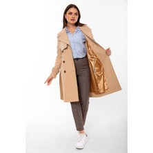 Pastelastore Pamuk Gabardin Midi Kadın Trençkot 1113