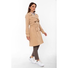 Pastelastore Pamuk Gabardin Midi Kadın Trençkot 1113