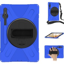 MobaxAksesuar Samsung Galaxy Tab S7 Plus T970 Kılıf Defender Askılı Zırhlı Tank Case Mavi
