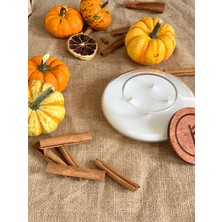 Fehu Candle Pumpkin Spice-Balkabağı,Tarçın kokulu El yapımı Elips Cam içerisinde 4 fitilli Doğal Soya Mumu