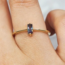 Fasek Gold Mistik Topaz Taşlı Baget Tasarım 14 Ayar Altın Yüzük