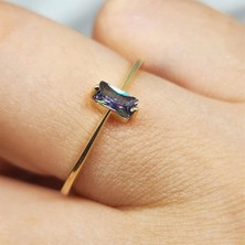 Fasek Gold Mistik Topaz Taşlı Baget Tasarım 14 Ayar Altın Yüzük