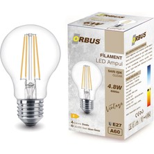 Orbus F60 4.8W Clear Ampul Beyaz Işik E27 600LM