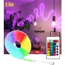 Burul Neon Led Şerit Led ışık Seti Rgb Çok Renkli 2.5 metre