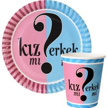 Dizayn Parti Evi Cinsiyet Belirleme Partisi Karton Tabak Bardak Set Kız Mı Erkek Mi Parti Seti 8 Kişilik