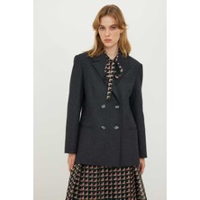 ROMAN Kaşmir Yün Karışımlı Kruvaze Ceket Antrasit K2416045_046