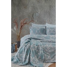 Cotton Life Marbell Mavi Çift Kişilik %70 Pamuk %30 Pes Kutulu Nevresim Takımı