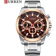 Hanyang Gümüş Kahve Curren Erkek Saatler Üst Marka Büyük Spor Izle Lüks Erkekler Askeri Çelik Kuvars Bilek Saatleri Chronograph Altın Tasarım Erkek Saat (Yurt Dışından)