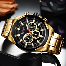 Hanyang Gümüş Kahve Curren Erkek Saatler Üst Marka Büyük Spor Izle Lüks Erkekler Askeri Çelik Kuvars Bilek Saatleri Chronograph Altın Tasarım Erkek Saat (Yurt Dışından)