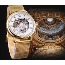 Hanyang GMT1124-4 Forsining 2019 Erkek Mekanik Saatler Üst Marka Lüks Klasik Altın Örgü Bant Beyaz Küçük Kadran Su Geçirmez  Saat Erkek (Yurt Dışından)